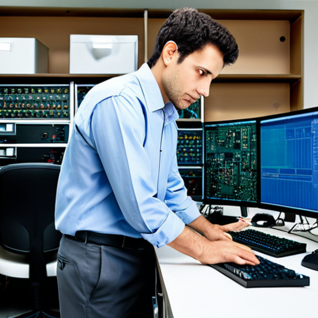 **

"A professional electronics engineer, fully clothed in appropriate attire (business casual: collared shirt, dress pants), working at a clean, organized workstation filled with circuit boards and test equipment, safe for work, perfect anatomy, natural proportions, professional photography, well-lit, family-friendly."

**