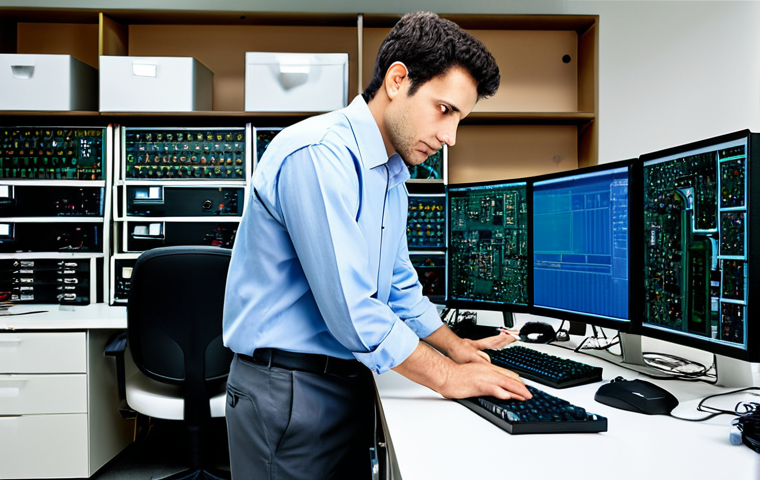 **
"A professional electronics engineer, fully clothed in appropriate attire (business casual: collared shirt, dress pants), working at a clean, organized workstation filled with circuit boards and test equipment, safe for work, perfect anatomy, natural proportions, professional photography, well-lit, family-friendly."
**