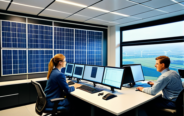 **
"A modern smart grid control room with engineers monitoring renewable energy integration, showing solar panels and wind turbines connected to the national grid, fully clothed, appropriate attire, safe for work, perfect anatomy, natural proportions, professional, high quality, detailed, family-friendly"
**