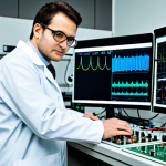 전자기술사와 관련된 프로그래밍 언어 - **Prompt:** A professional electrical engineer, fully clothed in appropriate attire (e.g., lab coat,...