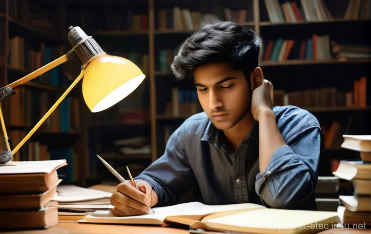 전자기술사 필기 학습 자료 다운로드 - **Prompt 1: Overwhelmed Engineering Student**
A young South Asian male student, appearing in his...
