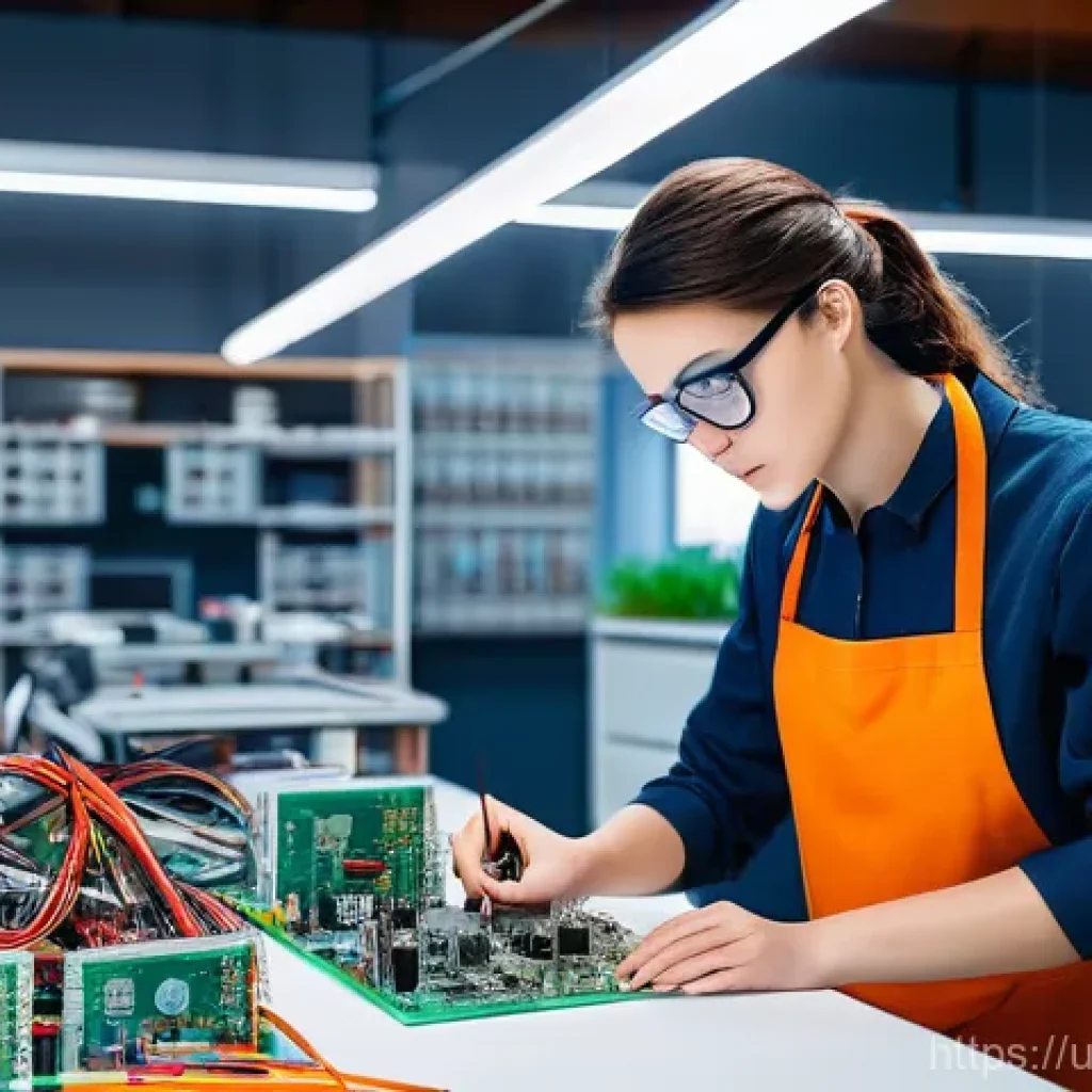 전자기술사 자격증 활용 사례별 분석 - **Prompt: "A focused young adult, either male or female, meticulously assembling a complex circuit b...