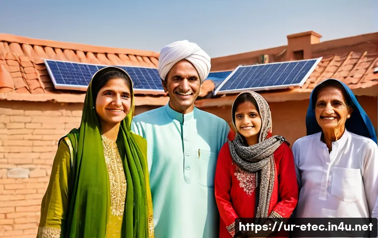 전자기술사와 신재생에너지 기술 사례 - **Prompt 1: A Pakistani Family Embracing Solar Power**
"A heartwarming scene on a sunny afternoo...