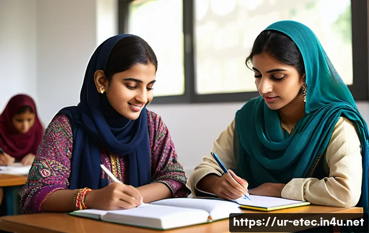 전자기술사 스터디 그룹 운영 방법 - A diverse group of young South Asian students studying together in a bright, modern room decorated w...