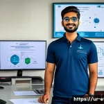 Home 22 전자기술사 자격 취득의 장점 - A professional young Pakistani man wearing smart casual attire and safety glasses, holding an Electr...