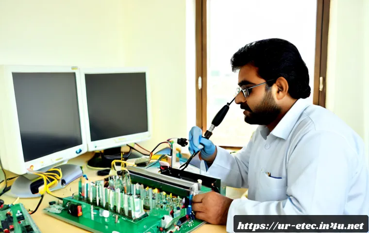 Home 17 전자기술사로서 경력 개발 사례 - Photorealistic Pakistani electronics engineer in a neat modern laboratory in Lahore, wearing modest ...